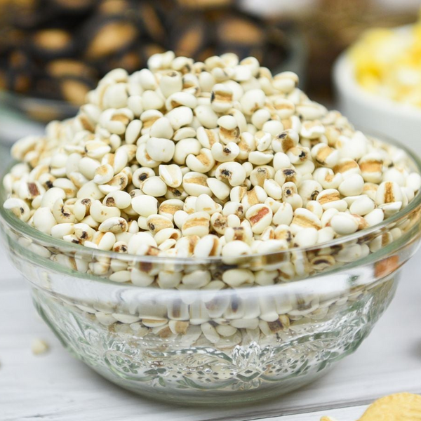close up of coix seeds in a bowl