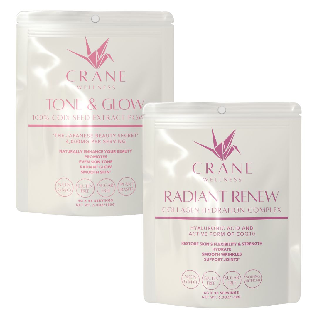 Crane Beauty Bundle with Radiant Renew Marine Collagen and Tone and Glow Coix Seed Extract Powder