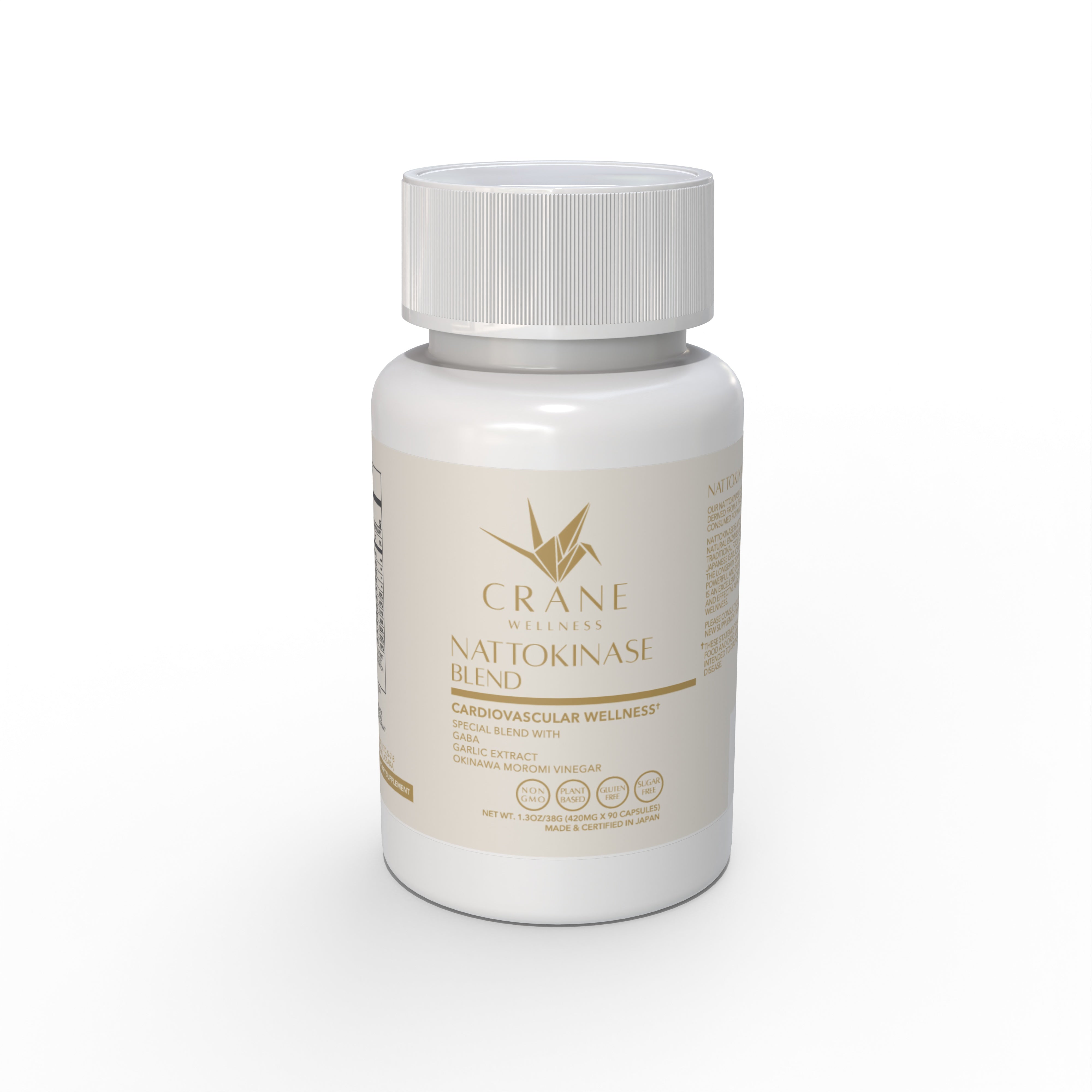 Crane Wellness bottle of Nattokinase supplements