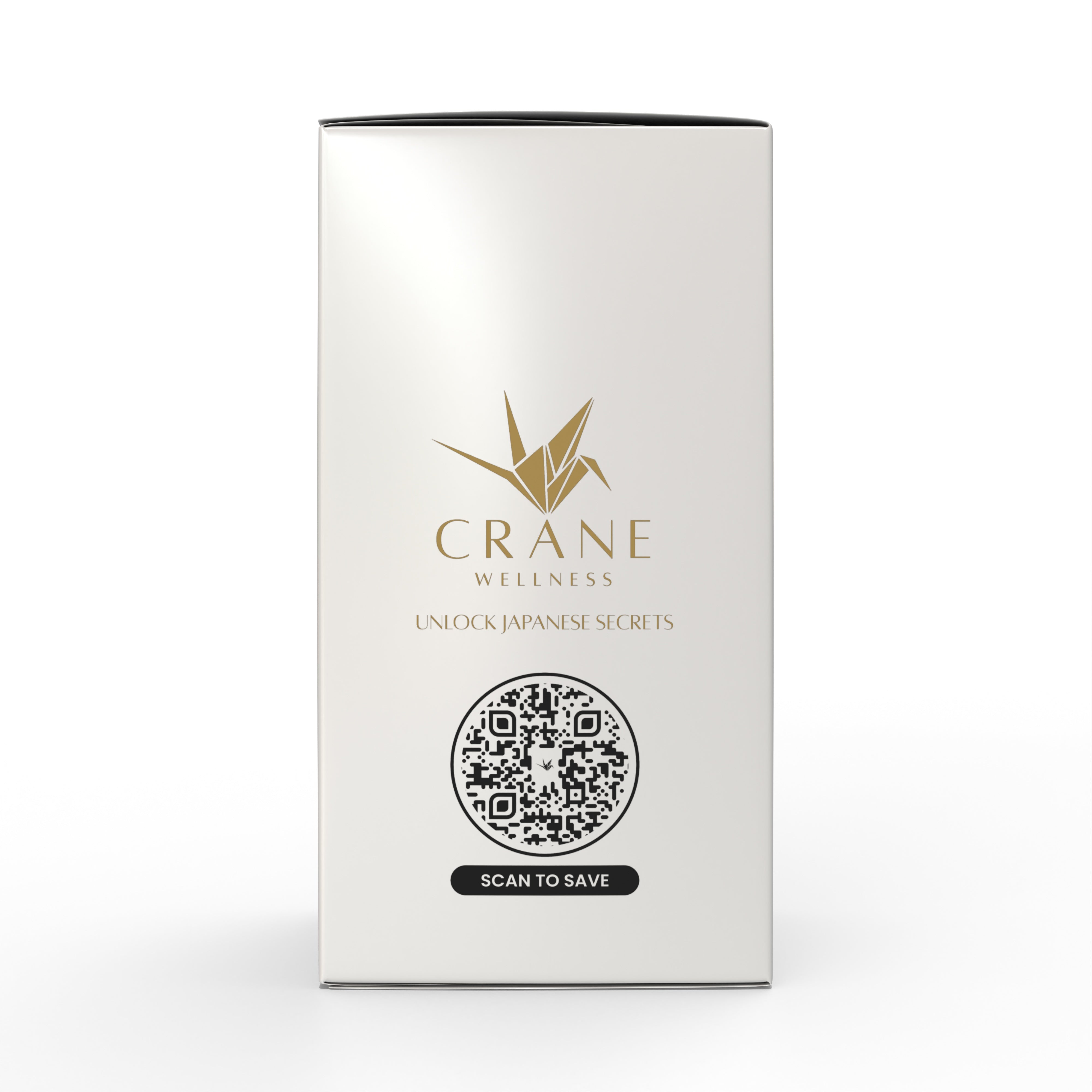 Side of Nattokinase box with Crane Wellness logo and website qr code