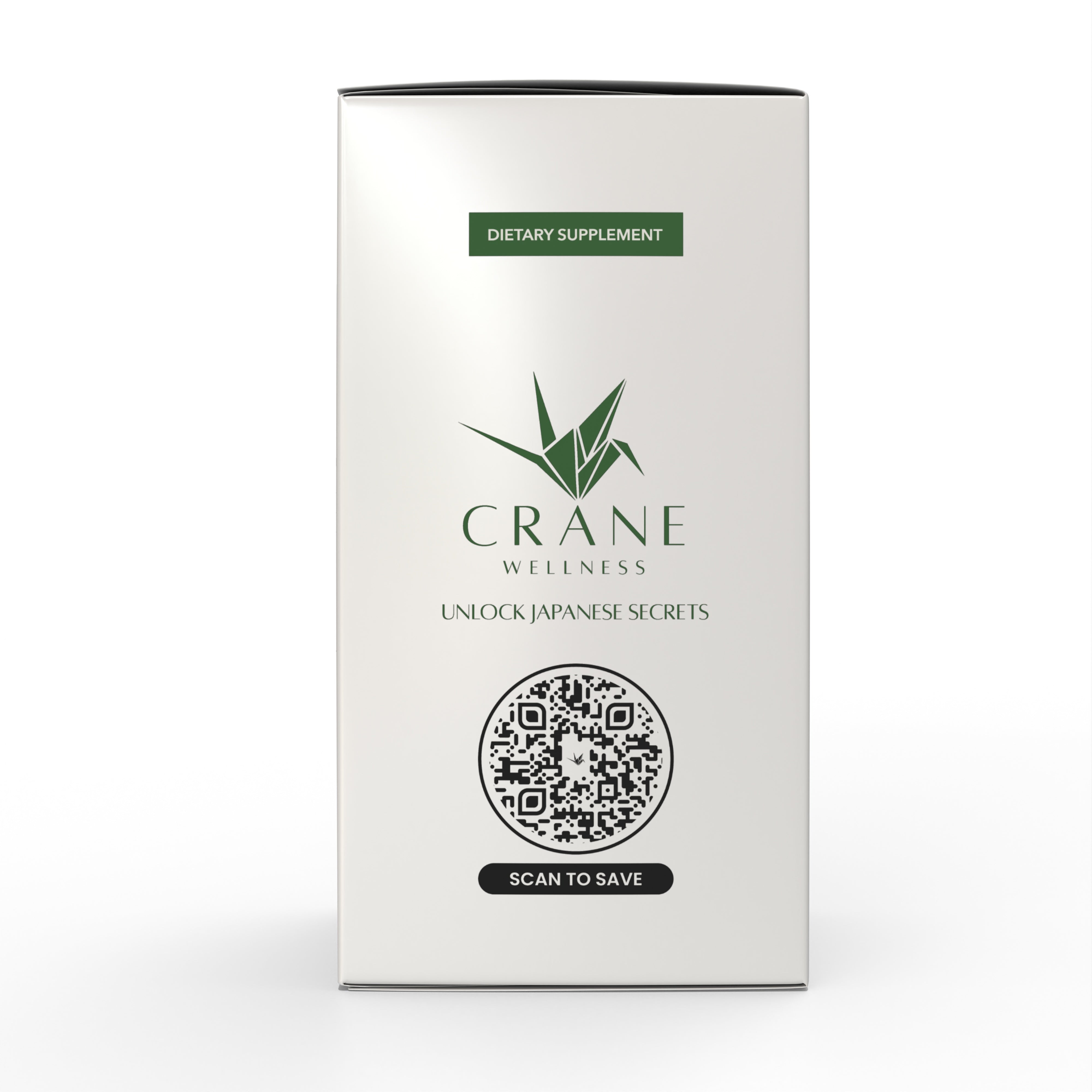 Side of box for Pure Oceanic Root Iodine Kelp Fronds Extract showing Crane logo and QR code