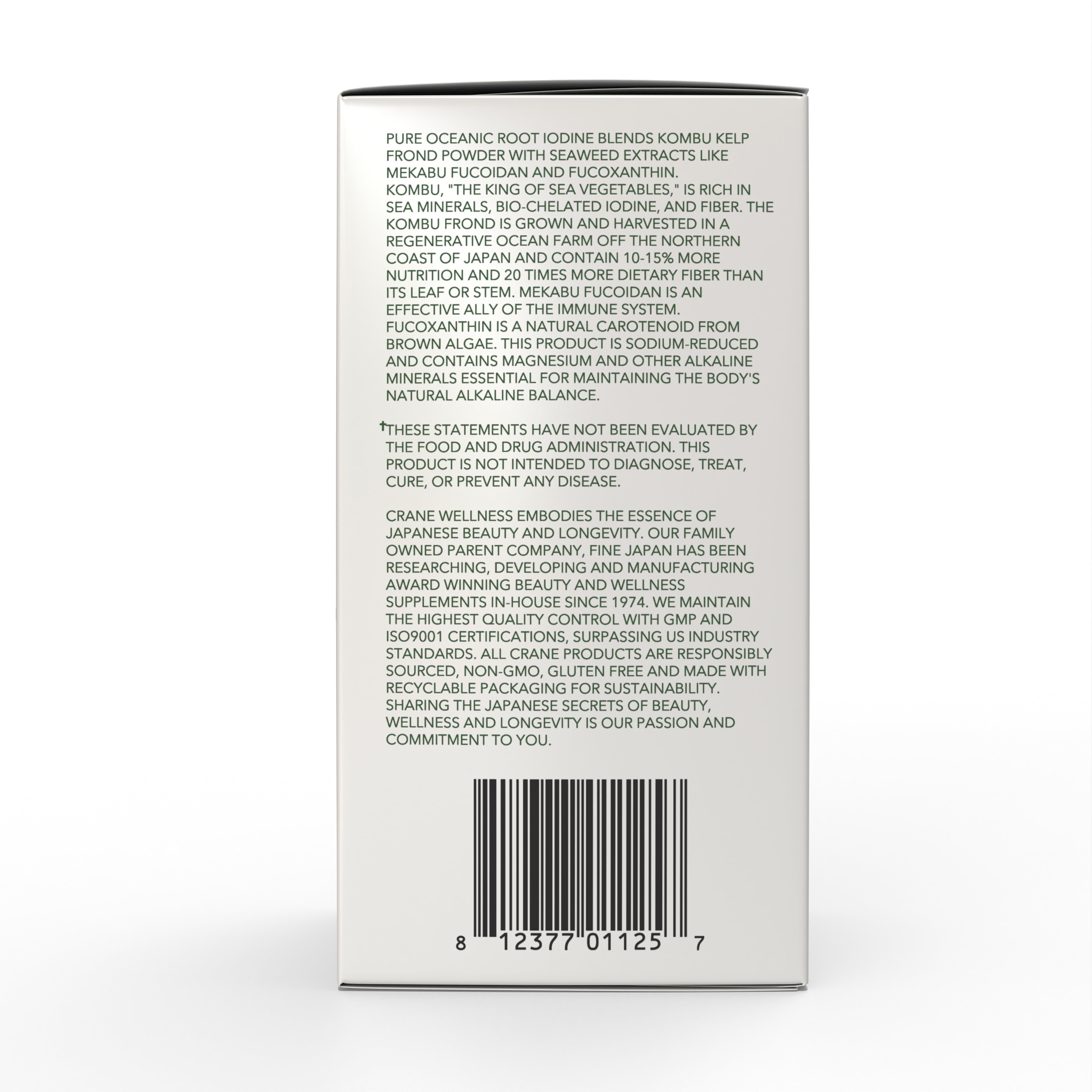 Made from Kombu Kelp frond powder with seaweed extracts that are rich in sea minerals. Grown and harvested in a regenerative ocean farm off the coast of northern Japan. Helps support immunity and healthy thyroid function.