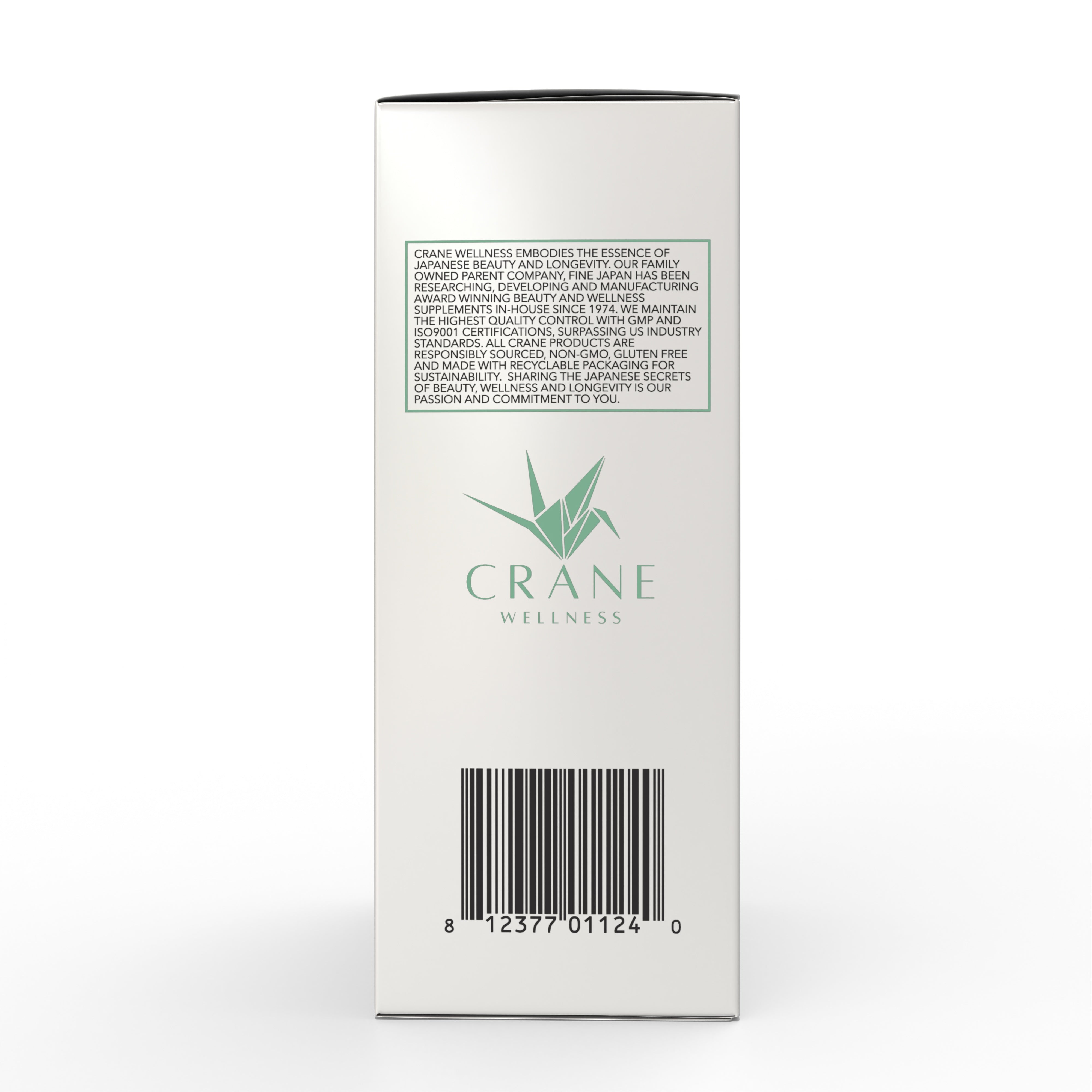 Side of Probiotic-C Jelly Sticks box with history about Crane Wellness and barcode.