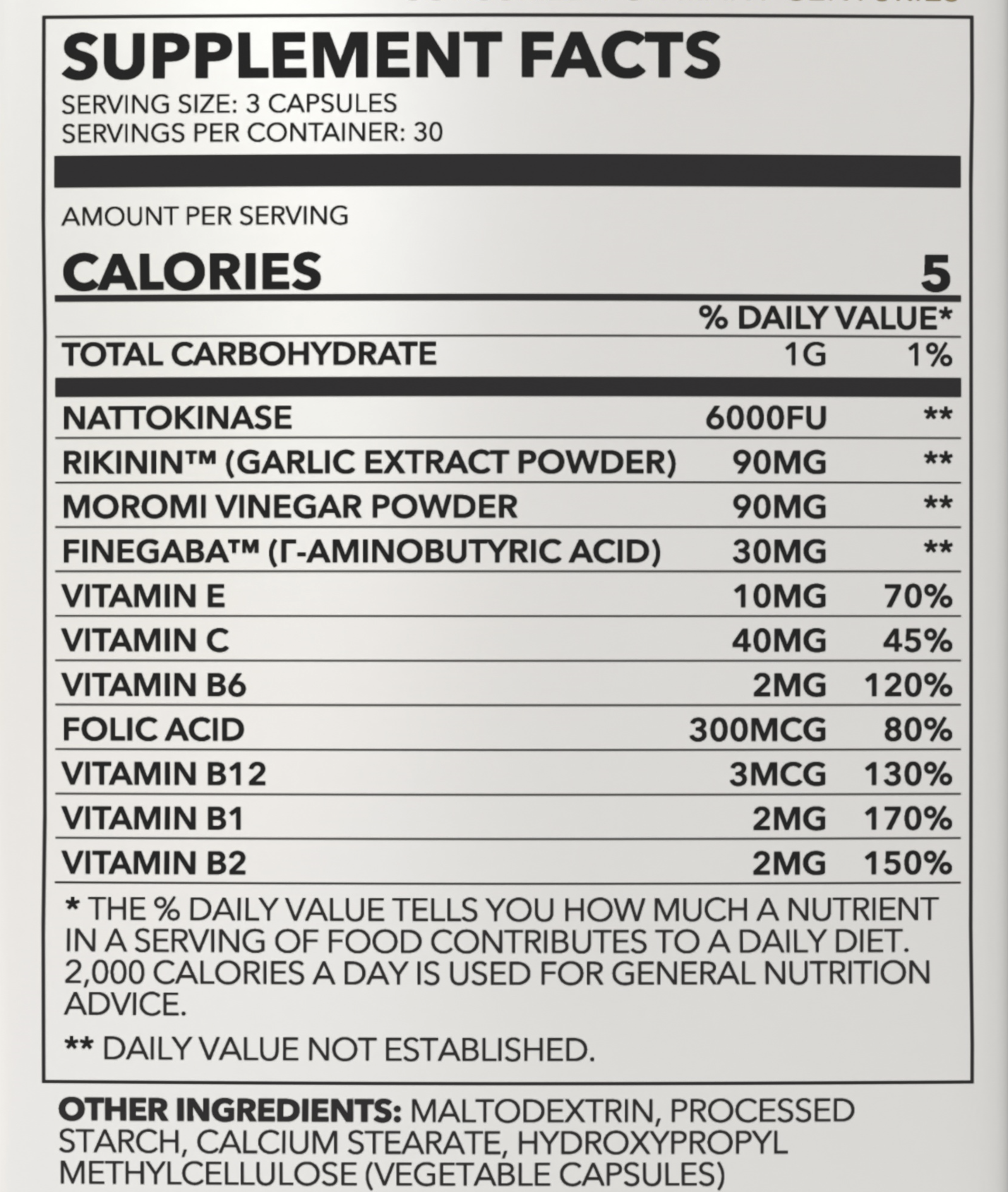 Nattokinase Blend supplement facts from Crane Wellness