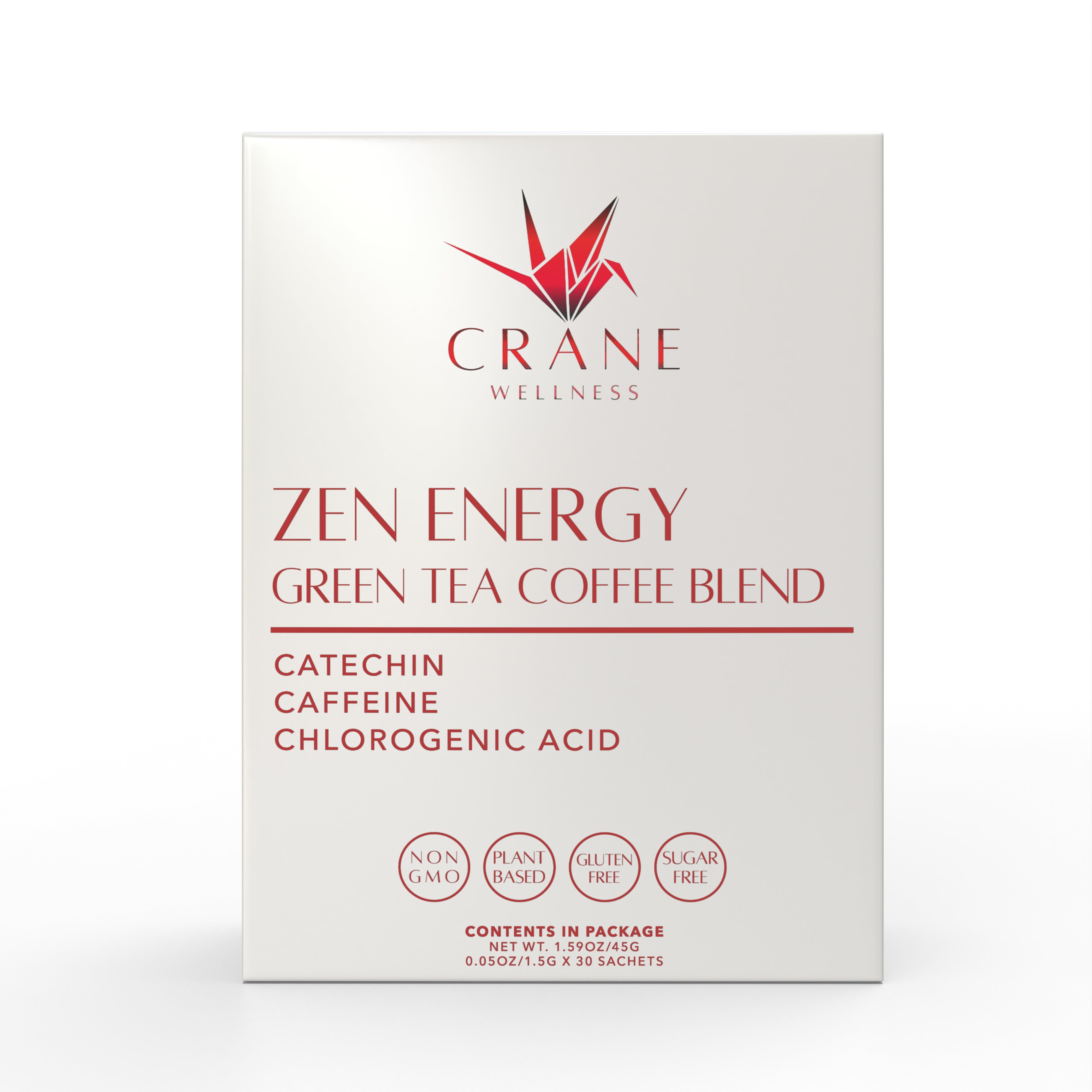 Front of box of the Zen Energy Green Tea and Coffee Blend