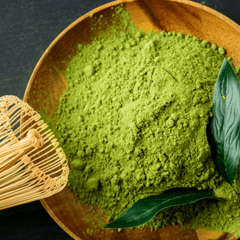 close up of japanese matcha powder
